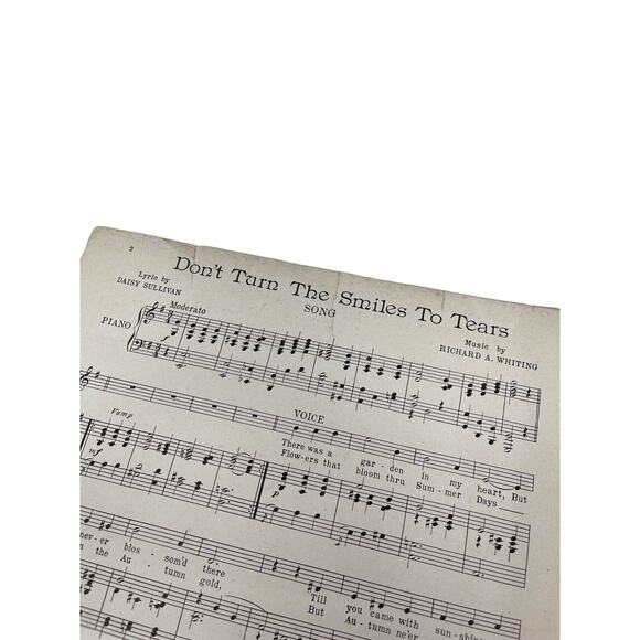 1916 Dont Turn The Smiles To Tears Sheet Music Richard Whiting Daisy Sullivan - Picture 3 of 11